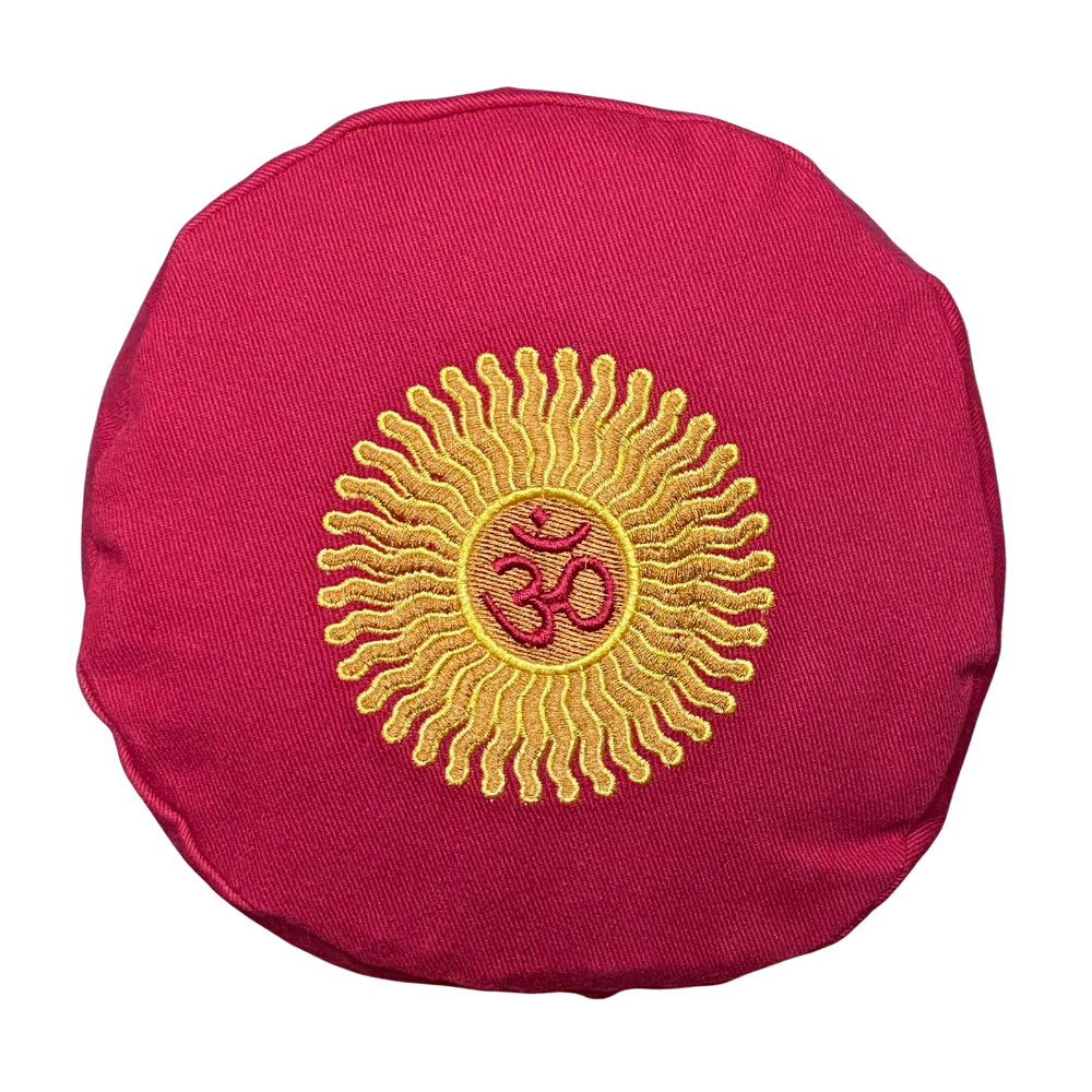 Rose Red Om embroidered bolster end