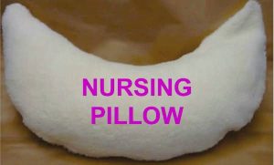 Buckwheat filled nursing pillow with a removable washable outer cover.